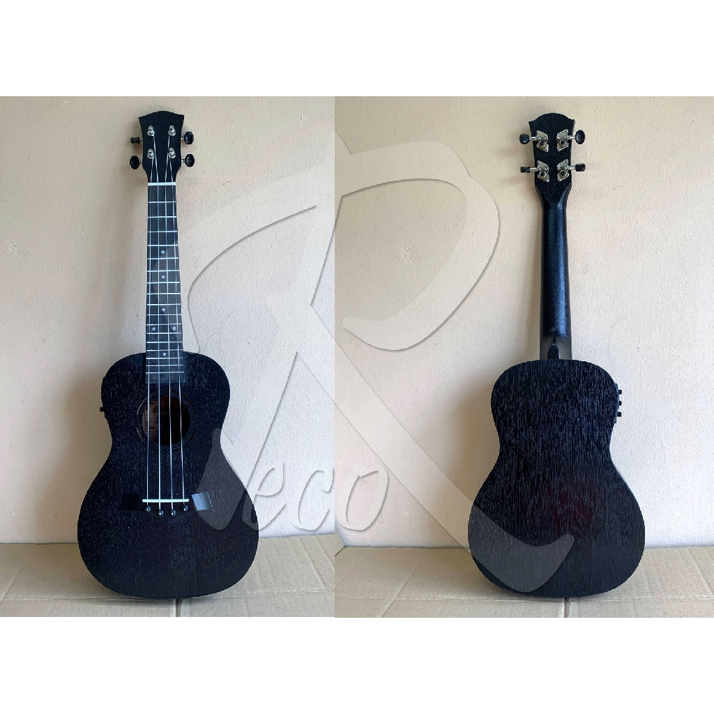 RM D23EQT/5233BK Concert Ukulele with Pickup Tuner Black with Free Bag - Reco Music Malaysia