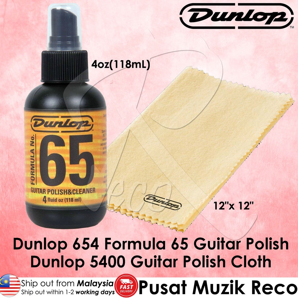 Jim Dunlop 654C Formula 65 Guitar Polish Cleaner, with Polish Cloth 5400SI - Reco Music Malaysia