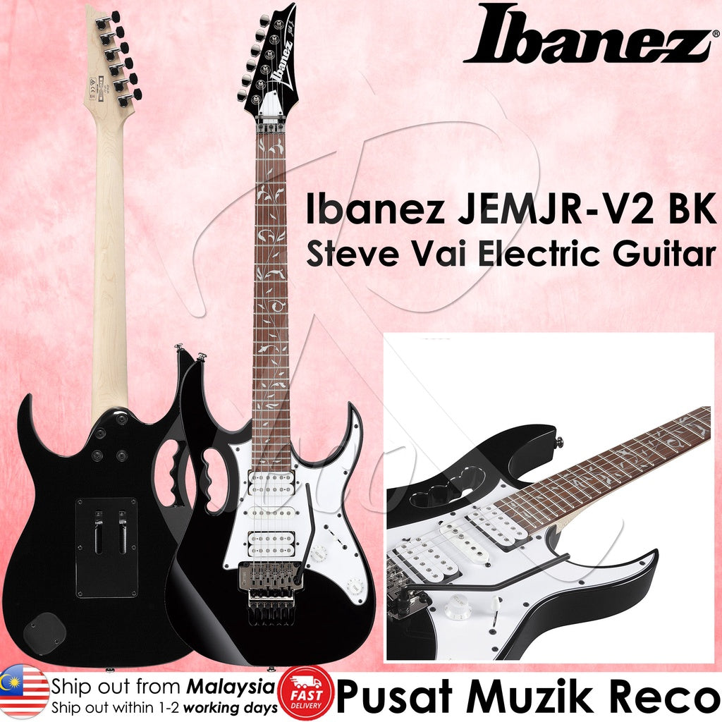 Ibanez JEMJR-BK V2 Steve Vai Signature JEM Series Electric Guitar, Black - Reco Music Malaysia