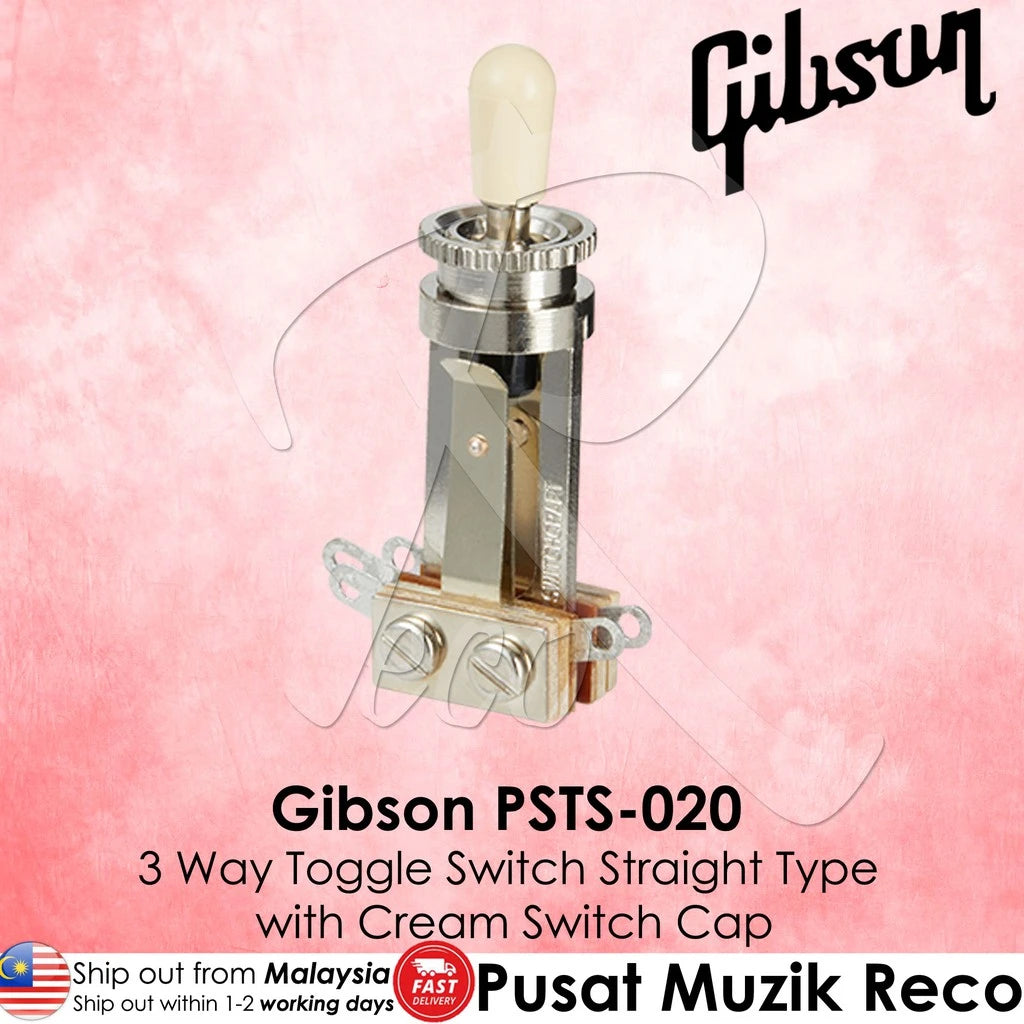 Gibson Accessories PSTS-020 Guitar 3 Way Toggle Switch Straight Type with Cream Switch Cap - Reco Music Malaysia