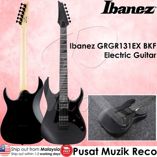 Ibanez GRGR131EX BKF Electric Guitar HH Pickup Poplar Body Purpleheart Fretboard, Black Flat - Reco Music Malaysia