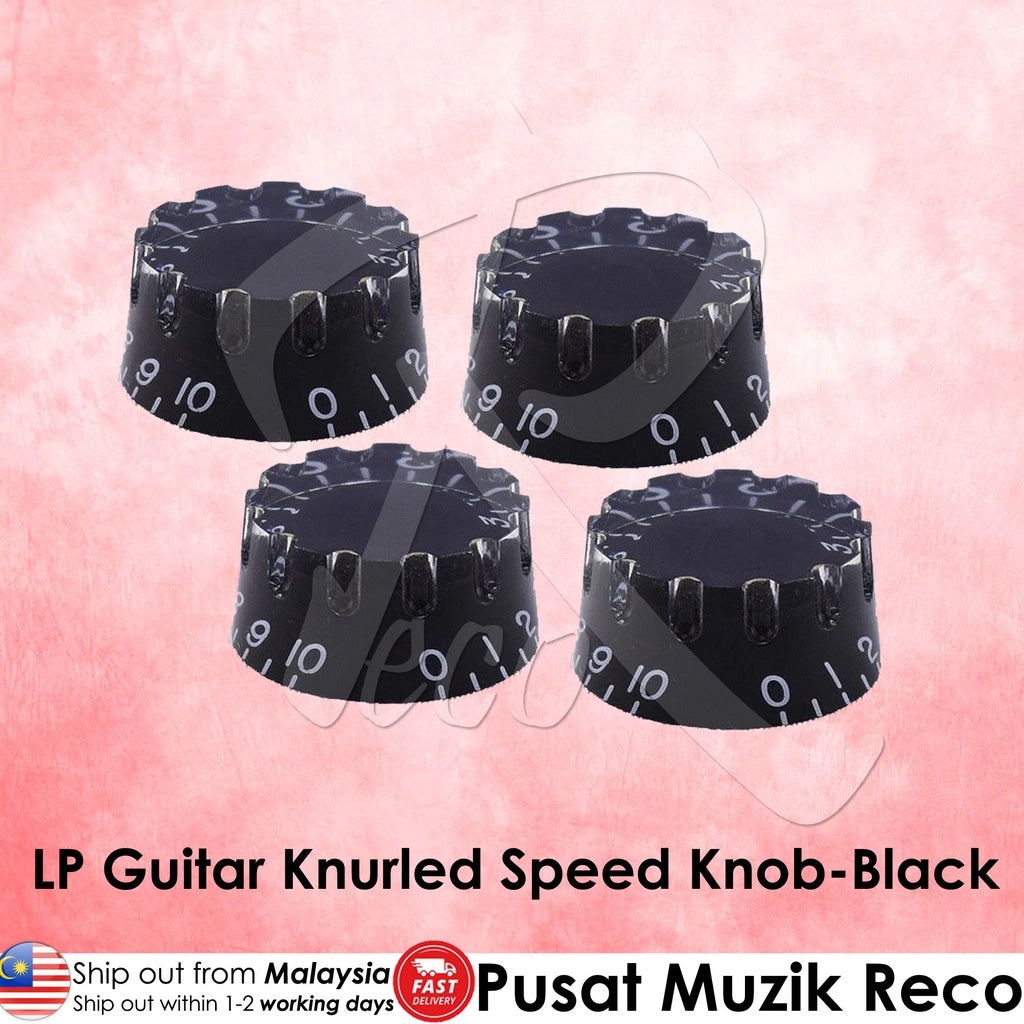 RM GF1368 BK LP Electric Guitar Knurled Speed Knob, Black ( Set Of 4 ) - Reco Music Malaysia