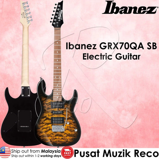 Ibanez GIO GRX70QA SB Sunburst Electric Guitar (GRX70QA-SB) - Reco Music Malaysia
