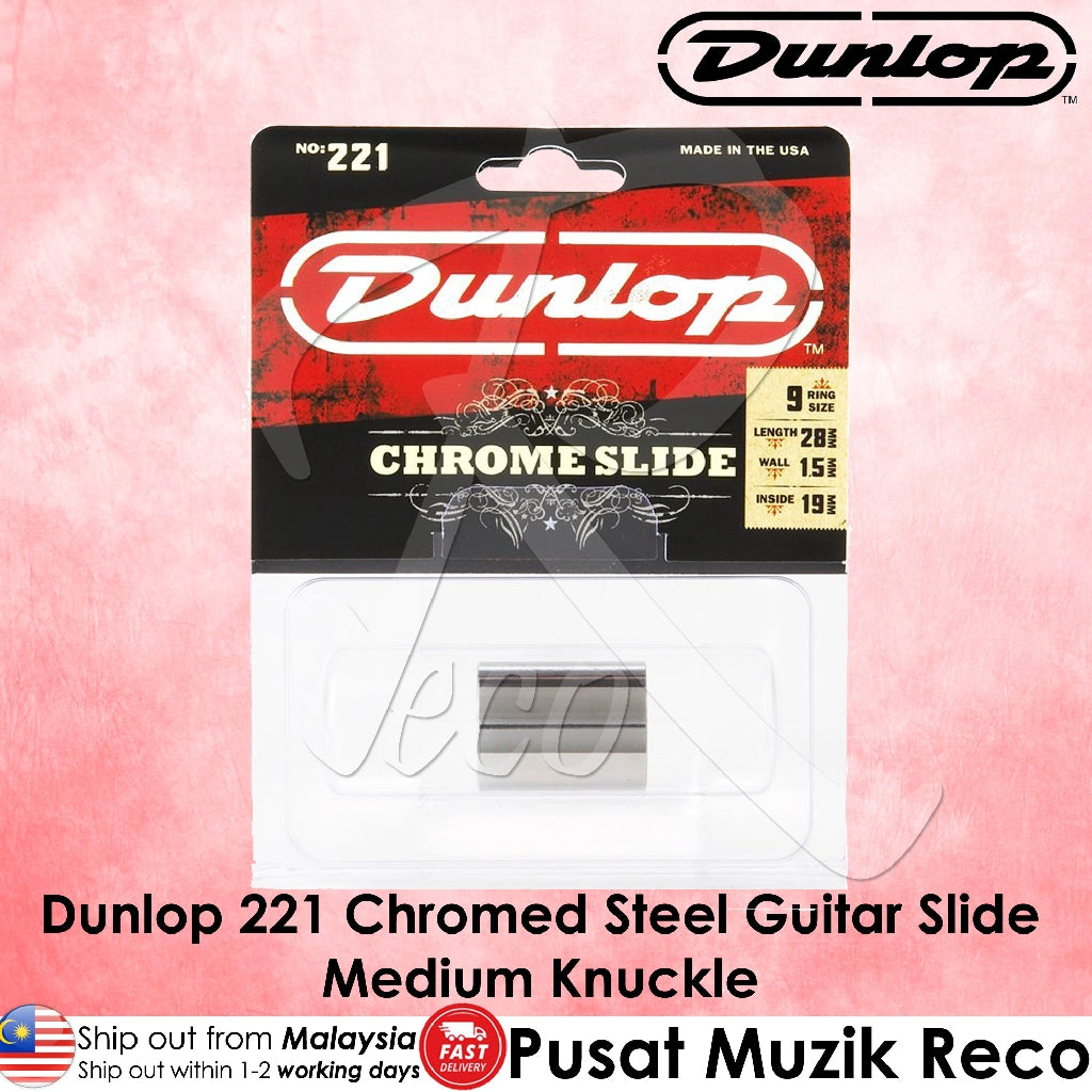 Dunlop 221 Chromed Steel Wall Medim Knuckle Slide | Reco Music Malaysia