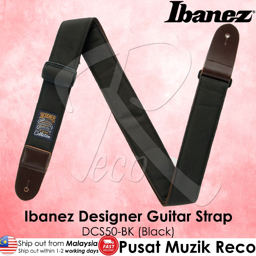 Ibanez DCS50-BK Black Designer Collection Guitar Strap - Reco Music Malaysia