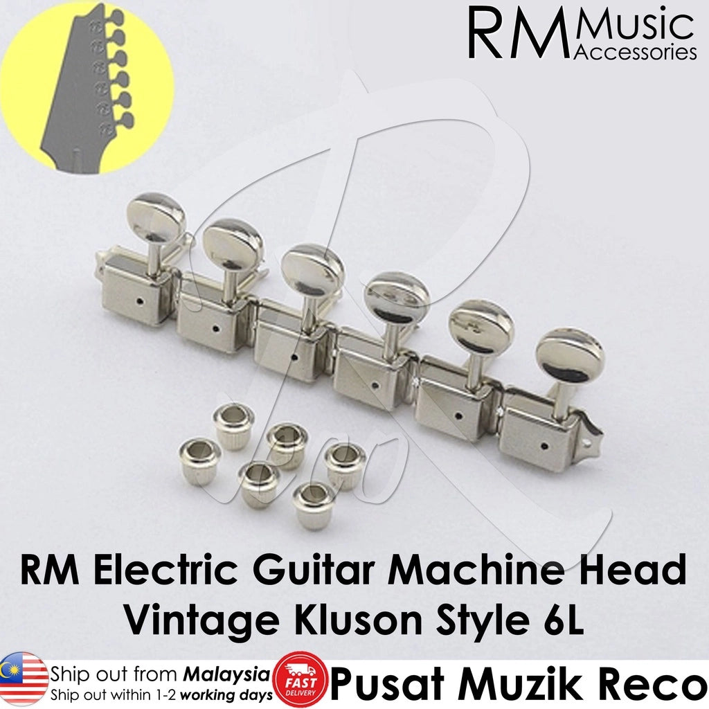 RM GF0965 NI-L6 Chrome Vintage Kluson Style Electric Guitar Machine Head Tuner SET 6L - Reco Music Malaysia