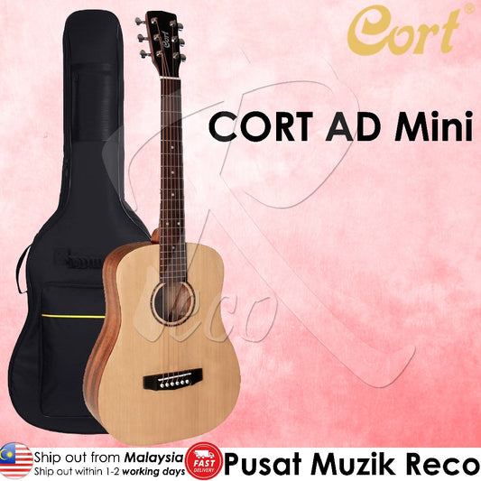 Cort AD Mini Travel Size Acoustic Guitar With Bag | Reco Music Malaysia