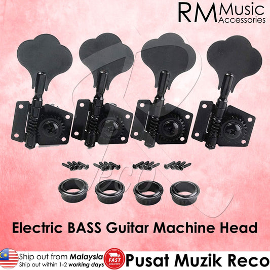 RM Black BASS Guitar Machine Head SET Tuning Pegs Tuner Open Gear P Bass Fender Type - Reco Music Malaysia