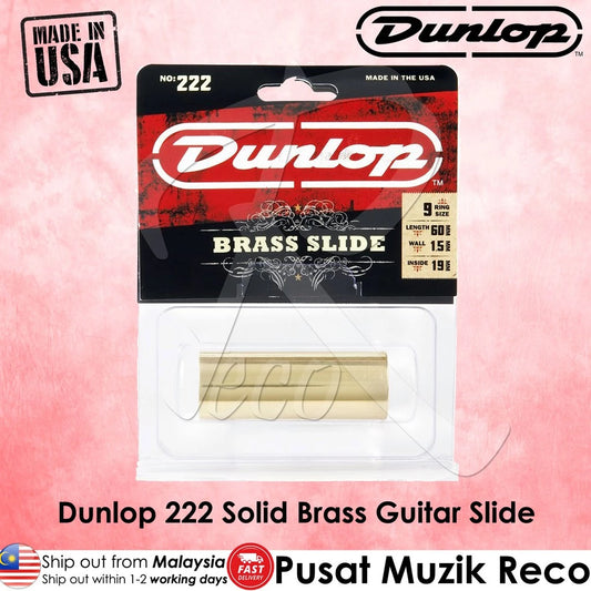 Jim Dunlop 222 Solid Brass Guitar Slide , Medium - Reco Music Malaysia