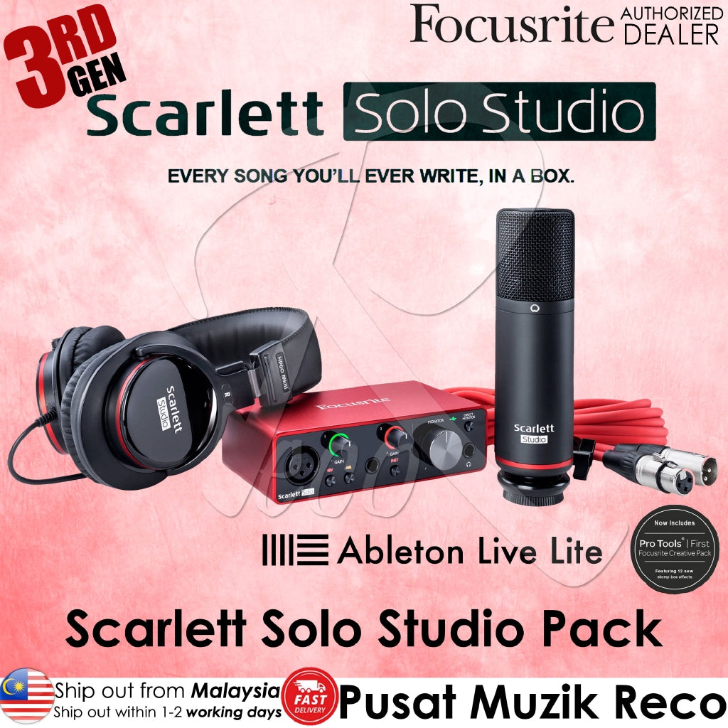 Focusrite Scarlett Solo Studio Pack 3rd Gen USB Audio Interface Recording Bundle | Reco Music Malaysia