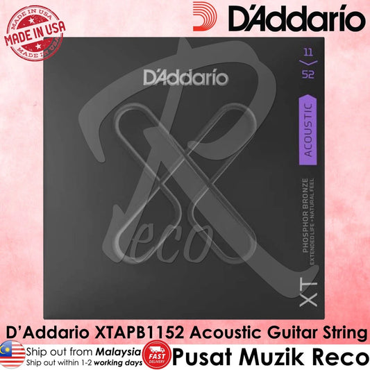 D'Addario XTAPB1152 XT Phosphor Bronze Coated Acoustic Guitar String - Reco Music Malaysia