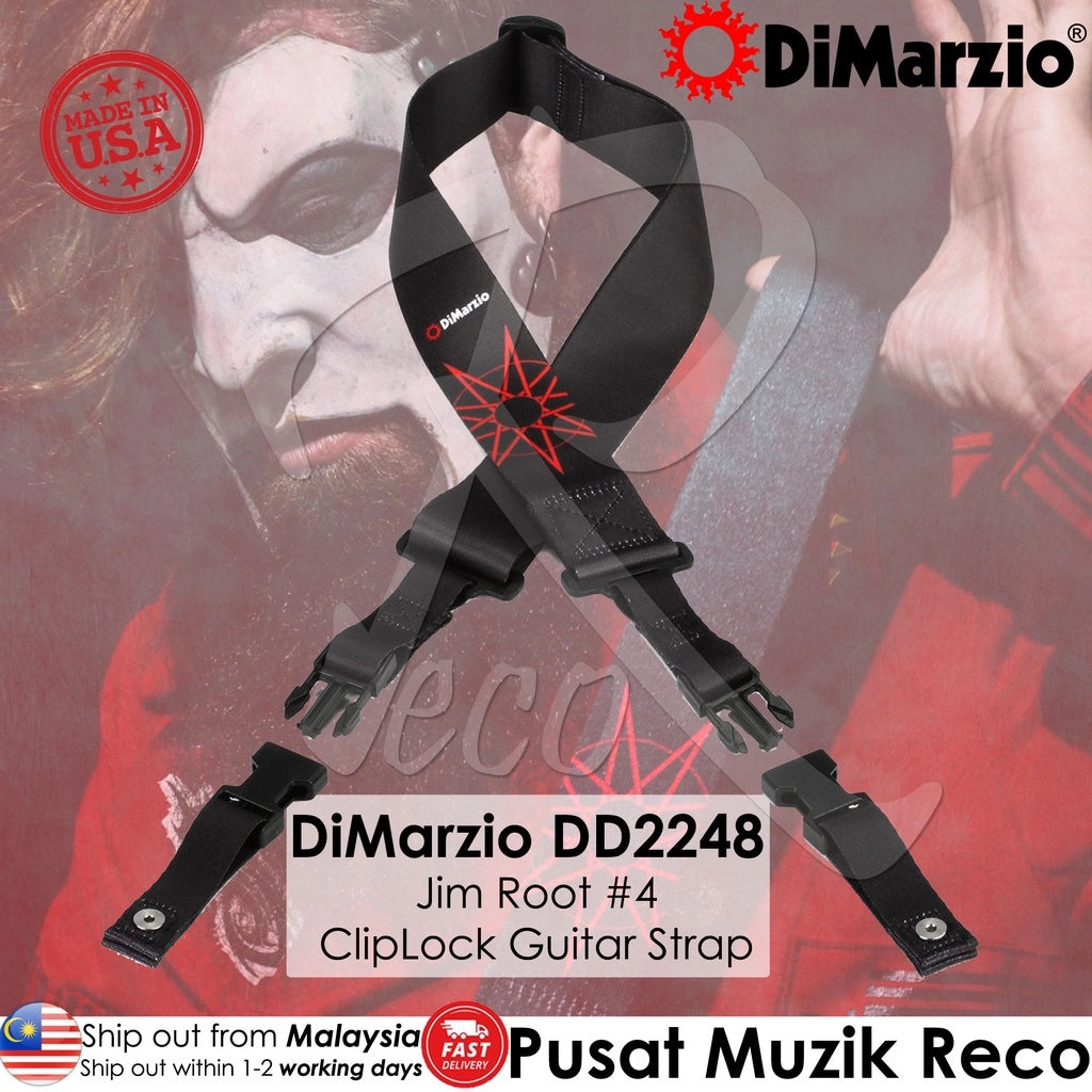 DiMarzio DD2248 Jim Root #4 ClipLock Quick Release Guitar Strap, Black - Reco Music Malaysia