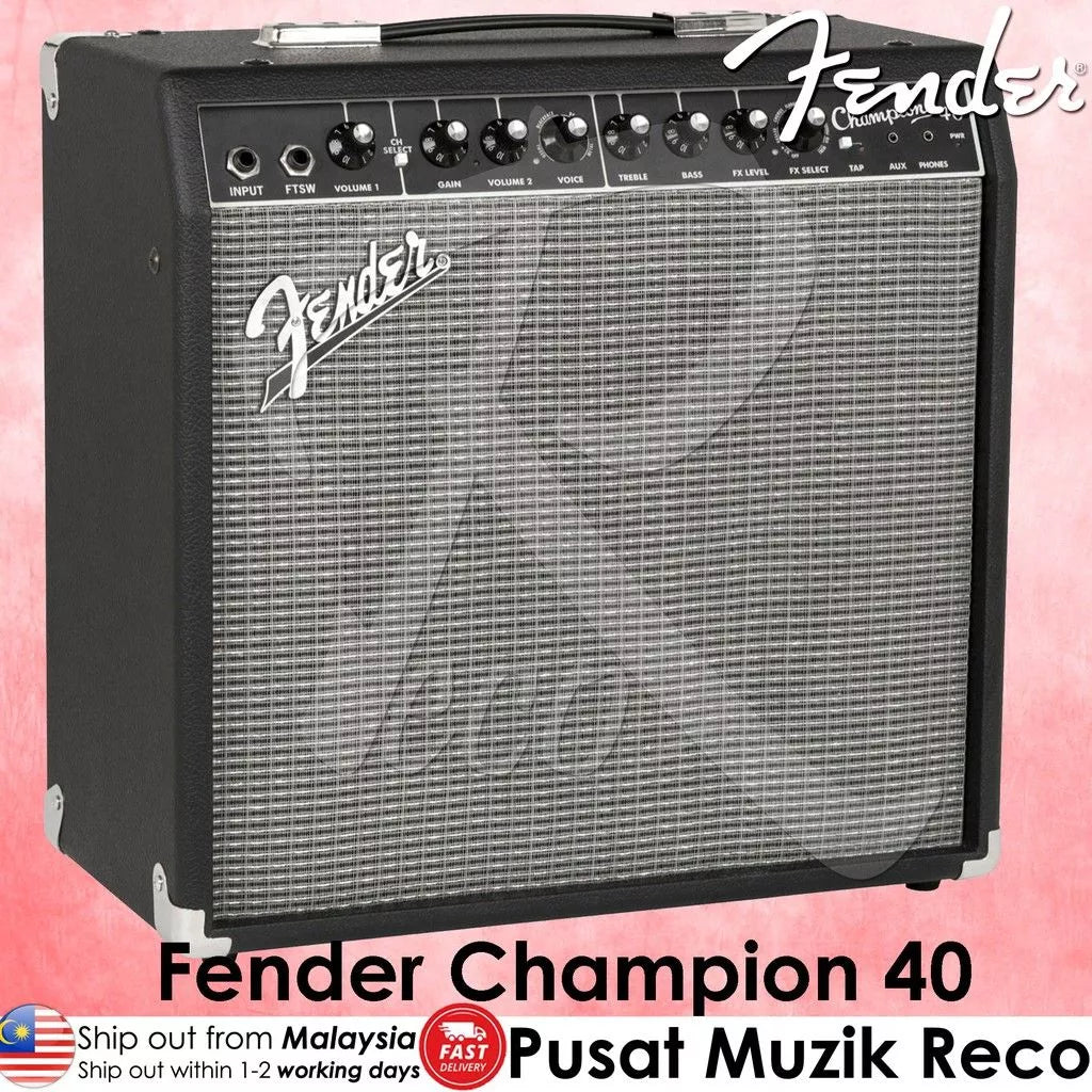 Fender Champion 40 40W 1x12 Solid State Guitar Combo Amplifier | Reco Music Malaysia