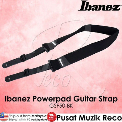 Ibanez GSF50-BK Powerpad Guitar Strap - Black | Reco Music Malaysia