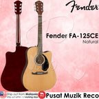Fender FA-125CE Natural Dreadnought 6-String Acoustic-Electric Guitar - Reco Music Malaysia