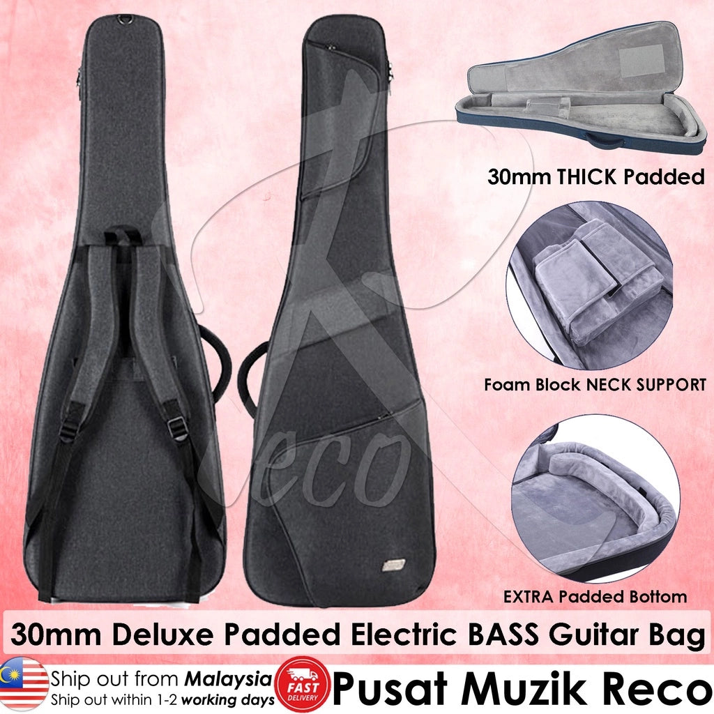 RM RBB500 30mm Premium Thick Padded Electric BASS Guitar Bag - Reco Music Malaysia