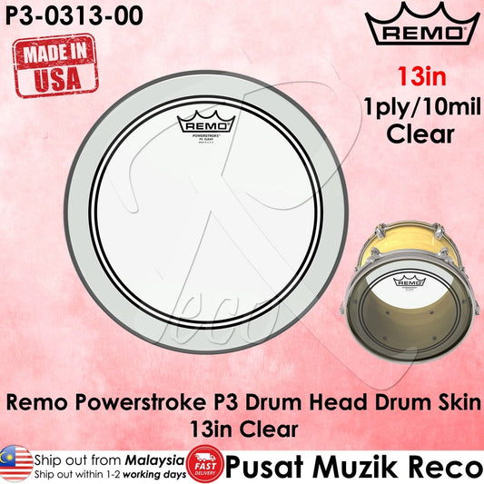 Remo P3-0313-00 Powerstroke P3 13" Clear Tom Drum Head Drum Skin - Reco Music Malaysia