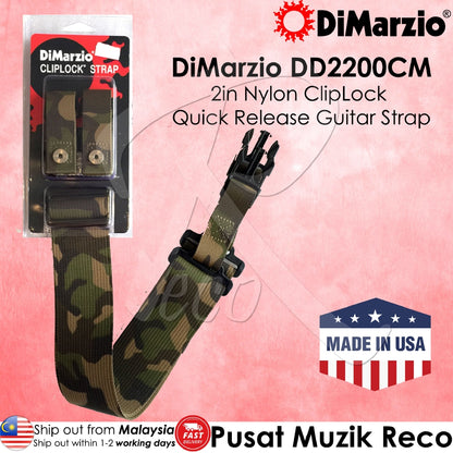 DiMarzio DD2200CM ClipLock Quick Release Guitar Strap, Camo - Reco Music Malaysia
