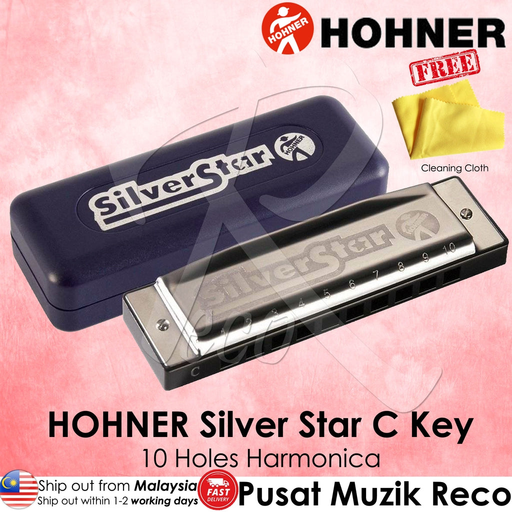 Hohner Silver Star Beginner Harmonica 10 Holes C Key - Reco Music Malaysia