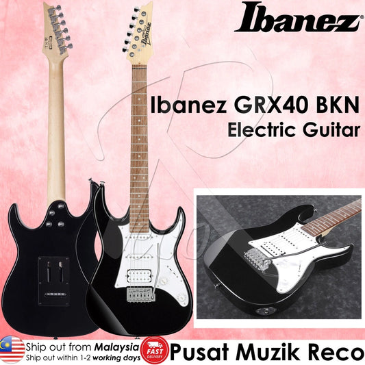 Ibanez GRX40 BKN Black Night Electric Guitar with Tremolo Basswood Body HSS Pickup (GRX40-BKN) - Reco Music Malaysia