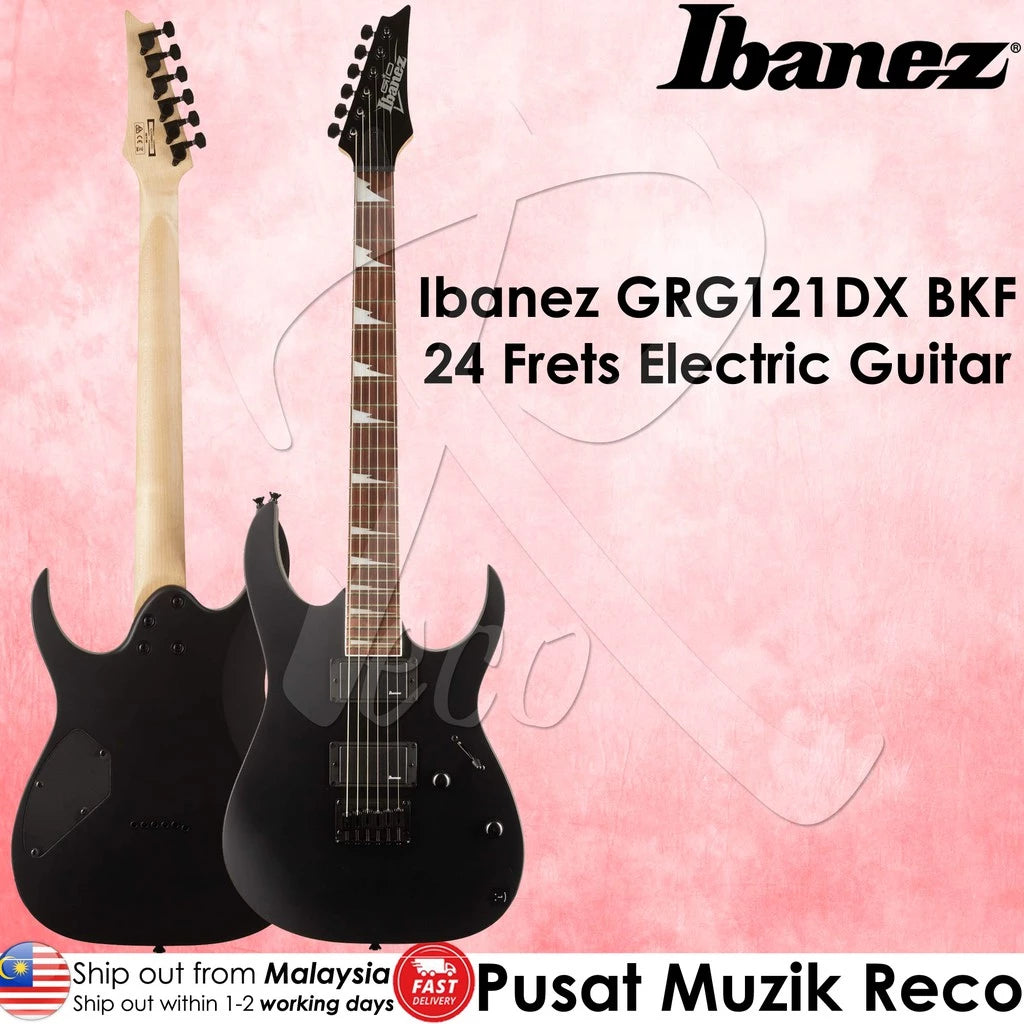 Ibanez GRG121DX-BKF Black Flat 24 Frets Electric Guitar (GRG121DX BKF GRG121DXBKF) - Reco Music Malaysia