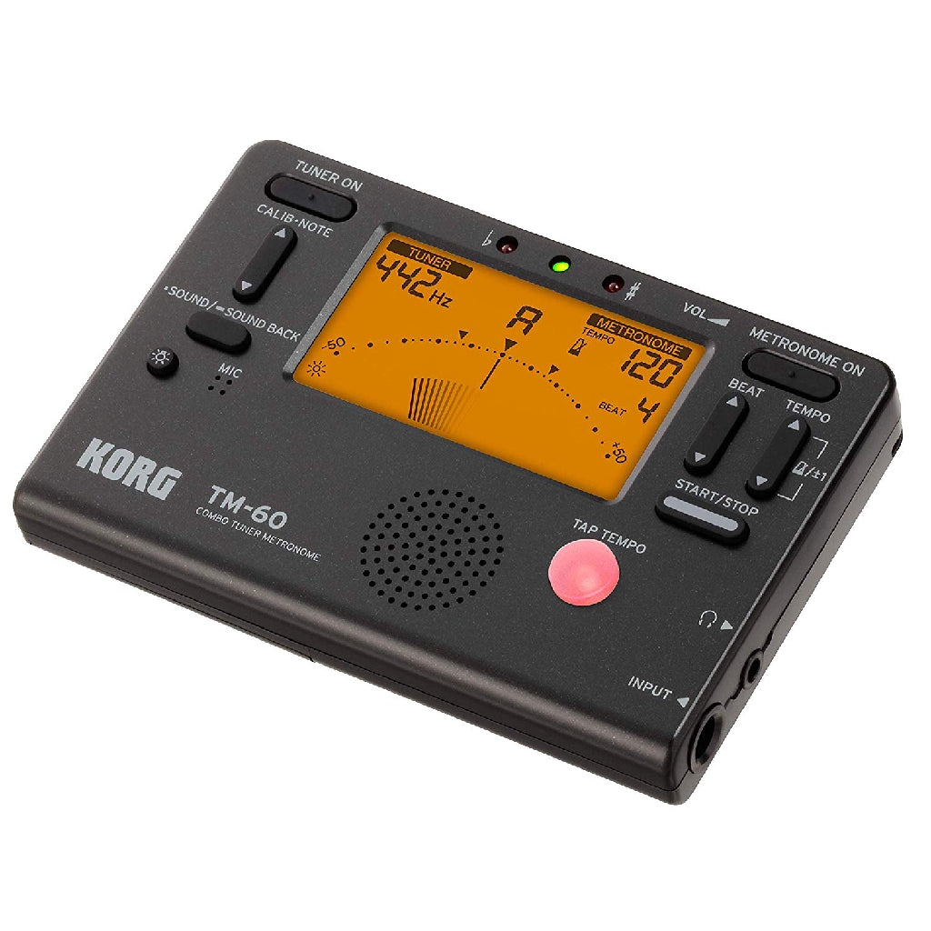 Korg TM60C-BK Combo Tuner Metronome With Contact Microphone, Black - Reco Music Malaysia