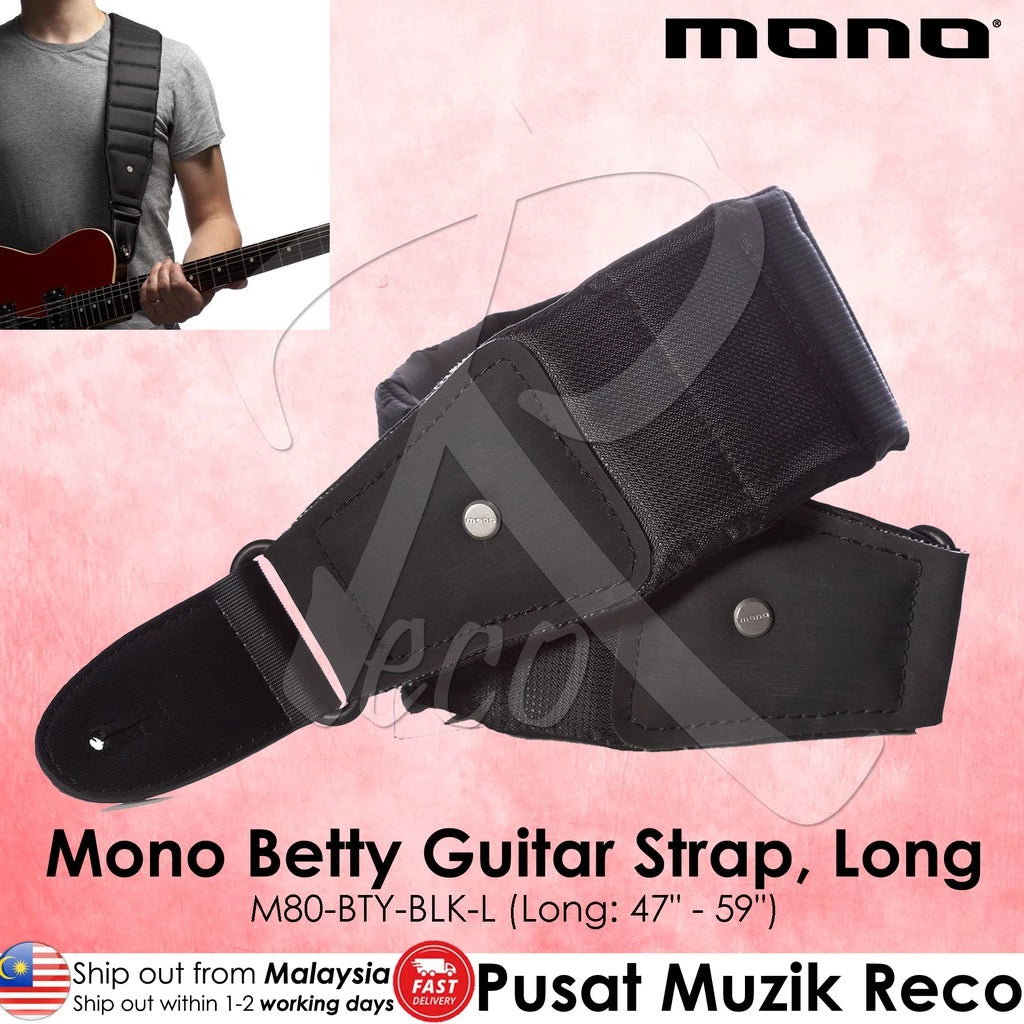 Mono M80-BTY-BLK-L M80 3 Inch Betty Long Padded Black Guitar Strap - Reco Music Malaysia