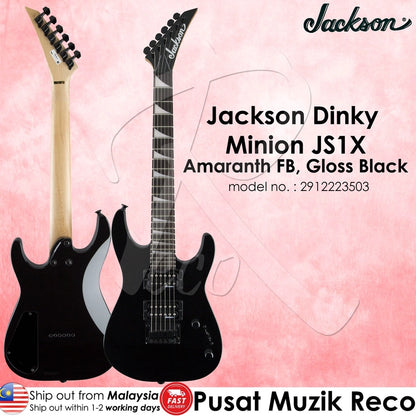 Jackson 2912223503 JS Series Dinky Minion JS1X Electric Guitar, Amaranth Fingerboard, Gloss Black - Reco Music Malaysia