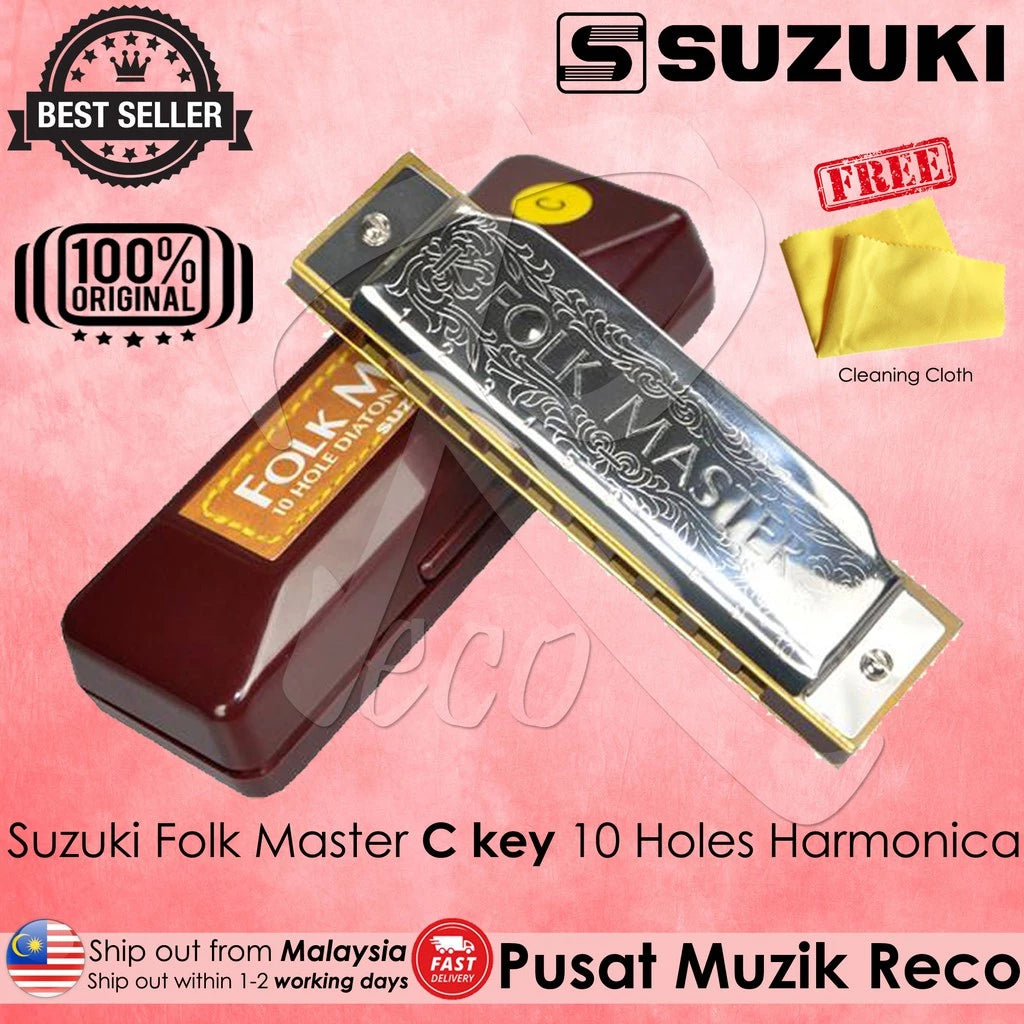 Suzuki Folkmaster Harmonica 10 Holes C Key - Reco Music Malaysia