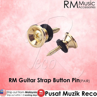 RM GF6477 Instrument Guitar Ukulele Strap Button 2 pcs (PAIR) (Gold) - Reco Music Malaysia