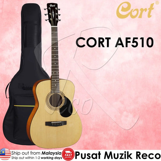 Cort AF510 Folk Size Acoustic Guitar With Bag | Reco Music Malaysia