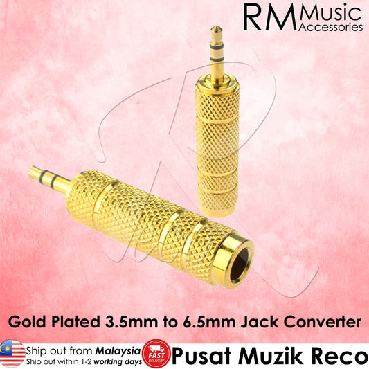 RM RJBS Gold Plated 3.5mm to 6.5mm Audio Jack Converter - Reco Music Malaysia