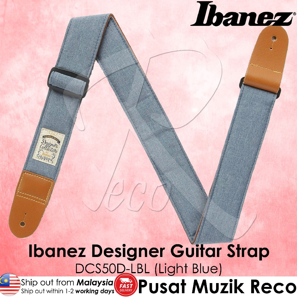 Ibanez DCS50D-LBL Light Blue Designer Collection Guitar Strap - Reco Music Malaysia
