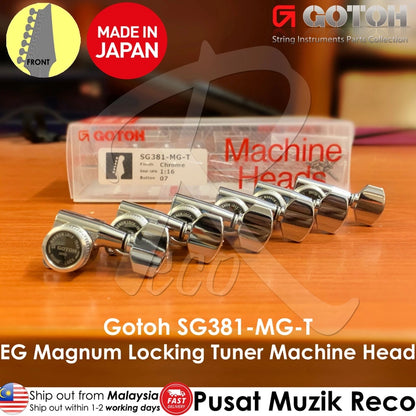 GOTOH SG381-MGT-07 Electric Guitar Magnum Locking Tuner Machine Head SET 6 in Line Chrome SG381 MGT 07 - Reco Music Malaysia