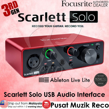 Focusrite Scarlett Solo 3RD GEN USB-C Audio Interface with Pro Tools | Reco Music Malaysia