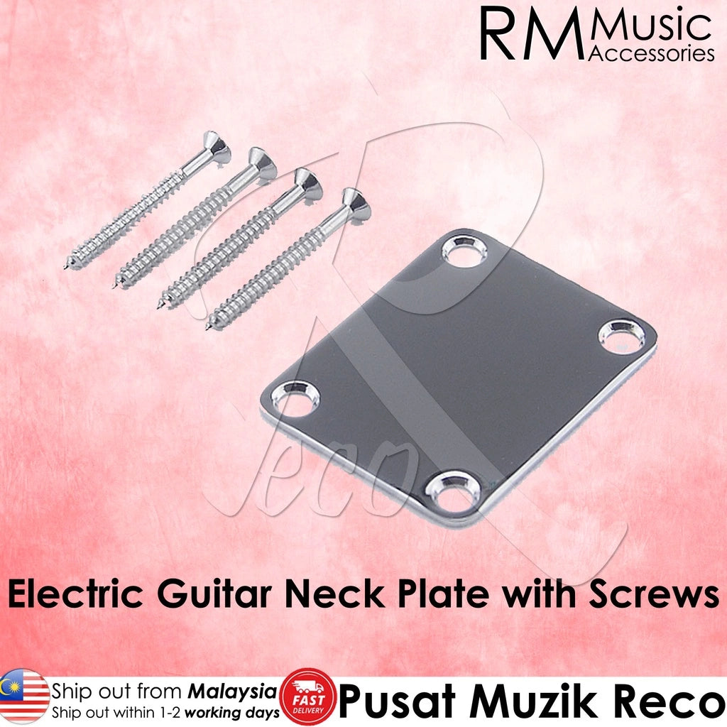 RM GF0449-BK Black Electric Guitar Bass Neck Plate Guitar Neck Joint Board With Screws - Reco Music Malaysia