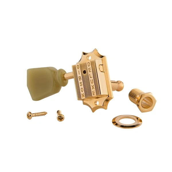 Gibson PMMH-020 Vintage Gold Guitar Machine Heads with Pearloid Button Vintage Tuning Machine Heads SET (PMMH020) - Reco Music Malaysia