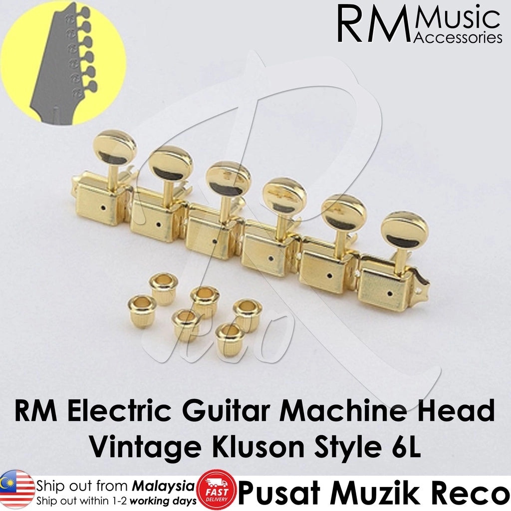 RM GF0965 GD-L6 Gold Vintage Kluson Style Electric Guitar Machine Head Tuner SET 6L - Reco Music Malaysia