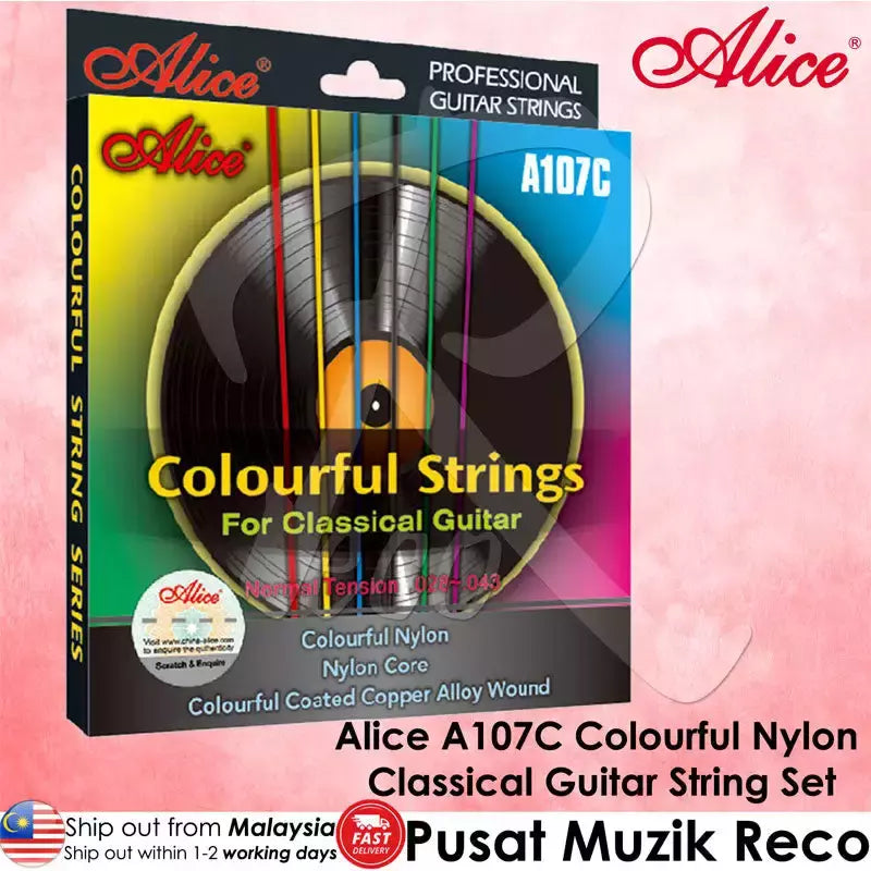 Alice A107C Colorful Nylon Classical Guitar String Set - Reco Music Malaysia