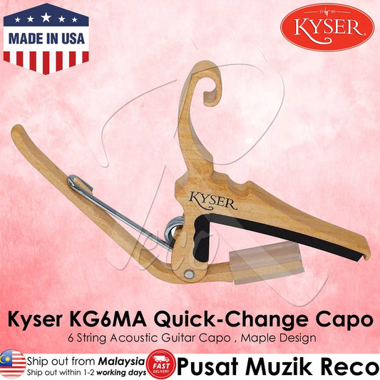Kyser KG6MA Quick Change Acoustic Guitar Capo Maple Design - Reco Music Malaysia
