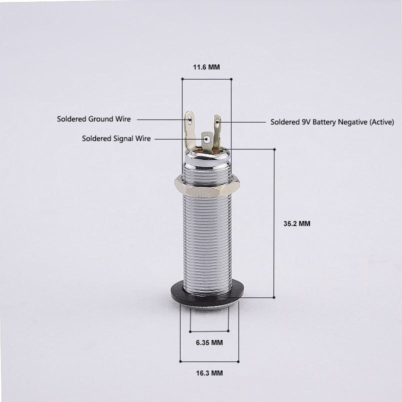 RM 0397-91 CHROME Electric Guitar/Bass Guitar Stereo Long Threaded Output Jack - Reco Music Malaysia