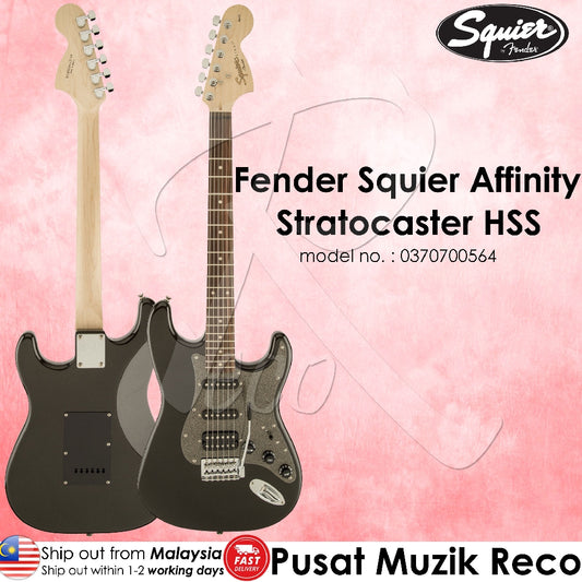 Fender Squier 0370700564 Affinity Stratocaster HSS Electric Guitar - Black Metallic - Reco Music Malaysia