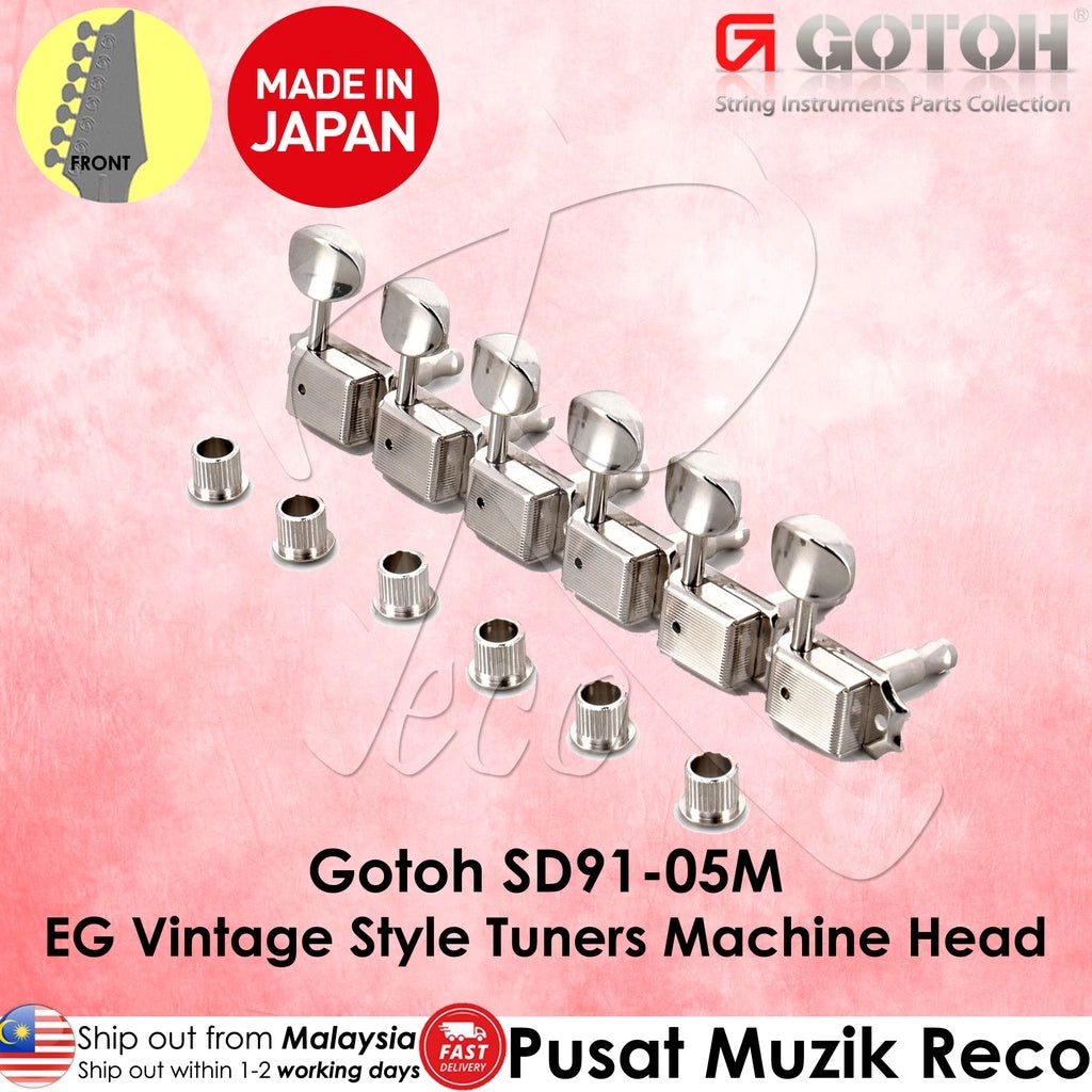 Gotoh SD91 05M-NI-L6 Electric Guitar Vintage Kluson Type Tuners Machine Head Set 6 in Line, Nickel - Reco Music Malaysia