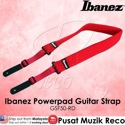 Ibanez GSF50-RD Powerpad Guitar Strap - Red | Reco Music Malaysia