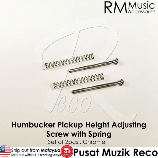 【2pcs】RM GF0348-CR Chrome Electric Guitar Humbucker Pickups Height Adjusting Screws with Spring - Reco Music Malaysia