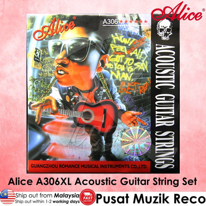 Alice A306XL Acoustic Silver-Plated Copper Wound Super Light Guitar Strings 10/47 - Reco Music Malaysia