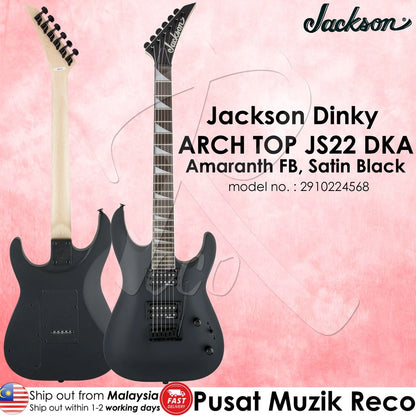 Jackson 2910224568 JS Dinky Arch Top JS22 DKA 24 Frets Electric Guitar with Tremolo, Amaranth Fingerboard, Satin Black - Reco Music Malaysia