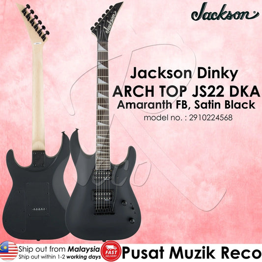 Jackson 2910224568 JS Dinky Arch Top JS22 DKA 24 Frets Electric Guitar with Tremolo, Amaranth Fingerboard, Satin Black - Reco Music Malaysia