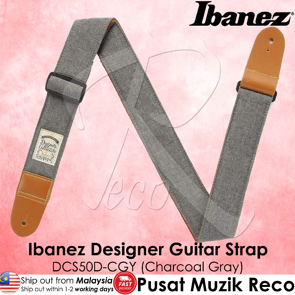 Ibanez DCS50D-CGY Charcoal Gray Designer Collection Guitar Strap - Reco Music Malaysia