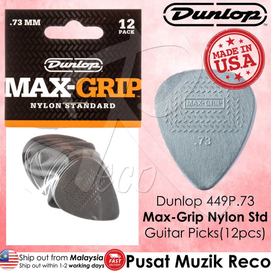 Jim Dunlop 449P073 Nylon Max-Grip Standard Guitar Picks .73mm 12-pack - Reco Music Malaysia